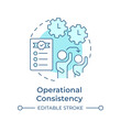 Operational consistency soft blue concept icon. Commercial excellence, product quality. Round shape line illustration. Abstract idea. Graphic design. Easy to use in infographic, presentation