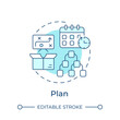 Plan soft blue concept icon. Product development strategy. Company organization, business management. Round shape line illustration. Abstract idea. Graphic design. Easy to use in infographic