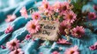 Father's Day card on flower canvas, 3d rendered in soft pastel colors, delicate and artistic composition adding a touch of elegance and sentimentality to heartfelt message.