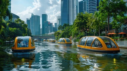 the autonomous boat is a new way to travel around the city. it is safe, efficient, and environmental
