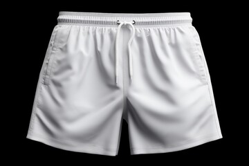 plain white drawstring shorts mockup on black background