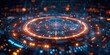 © Nuth - The image is a circuit board with a glowing orange center. The board is made up of a series of concentric circles, each with its own unique pattern of lights