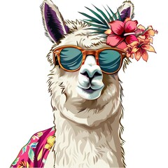 Wall Mural - Alpaca tropical fashion