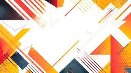 Leinwandbilder - Vibrant Geometric Shapes in Dynamic Angular Template with Ample Copyspace on Clean White Background