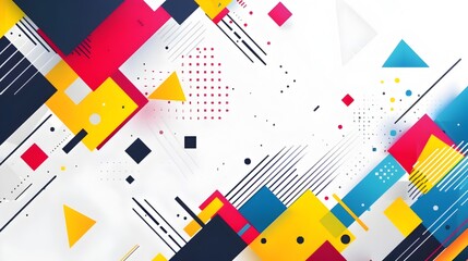 Fototapete - Vibrant Geometric Composition with Ample Negative Space for Copyspace in Flat Design