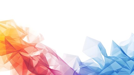Poster - Vibrant Geometric Abstract Background with Interlocking Polygonal Shapes and Gradients Minimalist Template with Asymmetric Balanced Composition and