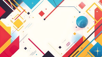 Fototapete - Striking abstract geometric template with dynamic lines and polygons on white background