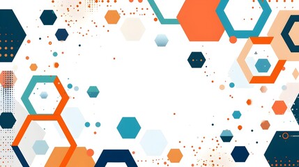 Fototapete - Captivating Geometric Template with Symmetrical Hexagon and Octagon Shapes in Flat Color Blocking on Minimalist White Background