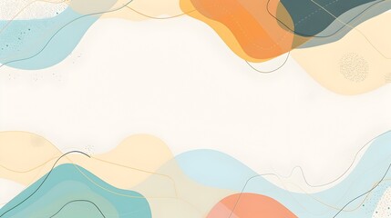 Fototapete - Elegant Abstract Geometric Template with Soothing Color Palette and Organic Shapes for Copyspace
