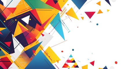 Fototapete - Vibrant Angular Mosaic of Intersecting Geometric Shapes in Minimalist Flat Design Style on White Background