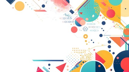 Fototapete - Colorful Geometric Abstract Background with Ample Copyspace for Branding Advertising or Presentation Design