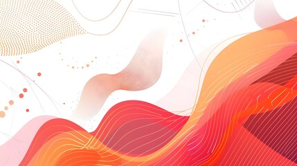 Fototapete - Vibrant Abstract Geometric Background with Swirling Lines and Organic Shapes in Minimal Flat Design for Versatile Digital Applications