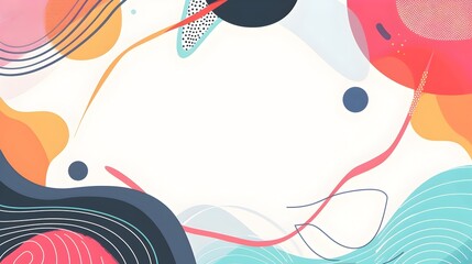 Fototapete - Vibrant Geometric Abstract Background with Flowing Intersecting Lines and Organic Shapes in a Clean Minimalist Composition