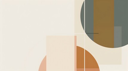 Leinwandbilder - Minimalist Geometric Template with Intersecting Lines and Muted Earth Tones on Clean White Background
