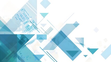 Fototapete - Geometric Abstract Background with Minimal Copyspace in Tones of Blue and Turquoise