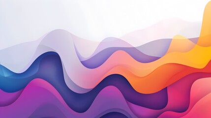 Leinwandbilder - Intertwining Organic Shapes in a Gradient Color Scheme Minimalist Design Template with Rule of Thirds Placement and Flat Graphic Style on a Pristine