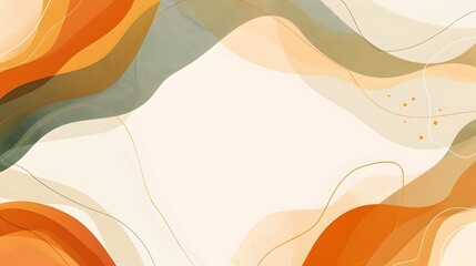 Aufkleber - Elegant organic flowing shapes in an earthy muted color scheme with a simple geometric template and copyspace for various design applications