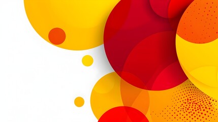 Poster - Vibrant Geometric Abstract with Overlapping Shapes and Copyspace on White Background