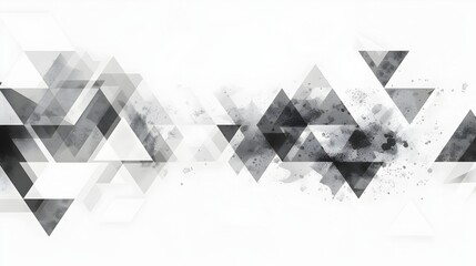 Poster - Minimalist Geometric Abstract Background with Intersecting Triangles and Diamonds in Shades of Gray and Charcoal