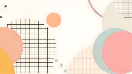 Poster - Minimalist Geometric Abstract Background with Clean Grid and Soft Pastel Shapes in Centered Composition