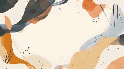 Fototapete - Striking Geometric Backdrop with Fluid Brush Strokes and Muted Earthy Tones for Modern Designs and Artworks