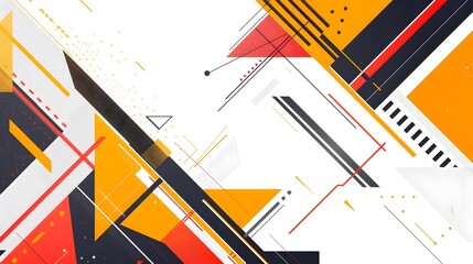 Fototapete - Striking Geometric Abstract with Intersecting Angular Shapes and Bold Color Contrasts in Balanced Composition