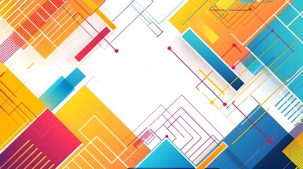 Fototapete - Vibrant Geometric Abstract Background with Intersecting Shapes and Dynamic Composition