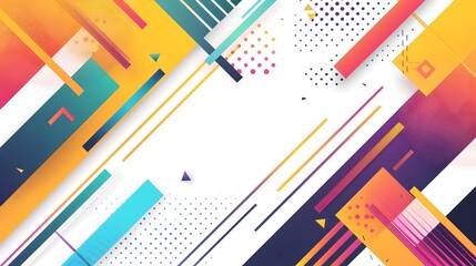 Poster - Vibrant Abstract Geometric Shapes and Intersecting Lines in Diagonal Composition with Ample White Space for Copywriting and Graphic Design