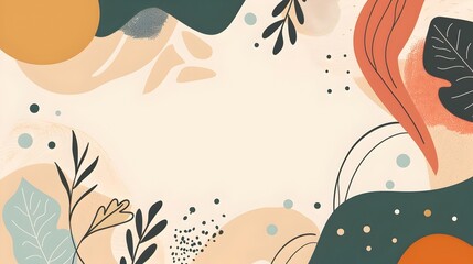 Fototapete - Whimsical Abstract Geometric Template with Organic Shapes and Patterns for Digital or Print Backdrops