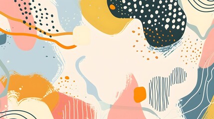 Poster - Whimsical Abstract with Organic Shapes and Patterns Strategically Composed for Digital or Print Backdrop