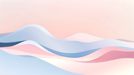 Fototapete - Elegant Geometric Landscape Composition with Soft Gradient Shapes on Serene White Background