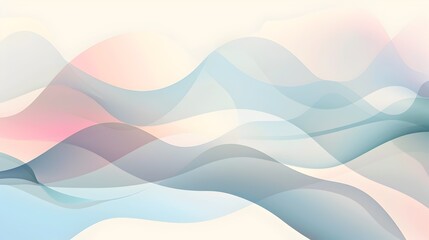 Leinwandbilder - Serene and Harmonious Abstract Geometric Landscape Composition in Soft Gradients and Organic Shapes with Generous Negative Space