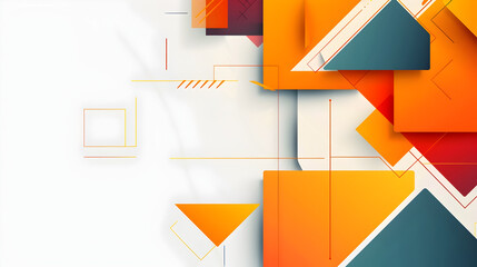 Aufkleber - Striking Abstract Geometric Template with Contrasting Angles and Vibrant Colors on a Minimalist White Background
