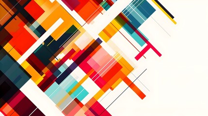 Poster - Mesmerizing Geometric Abstract Background with Vibrant Overlapping Shapes and Copyspace for Branding and Digital Design