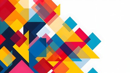 Aufkleber - Vibrant Geometric Abstract Template with Copyspace for Rule of Thirds Composition