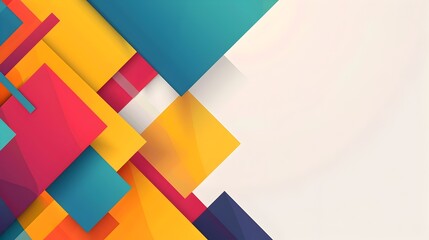 Aufkleber - Mesmerizing Geometric Abstract Backdrop with Overlapping Faceted Shapes in Bold Color Palette