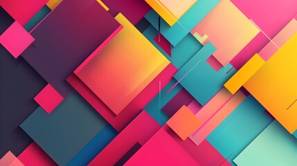 Aufkleber - Captivating Geometric Abstract with Vibrant Color Palette and Contemporary Flat Design