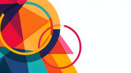 Poster - Abstract Geometric Template with Vibrant Overlapping Shapes on White Backdrop