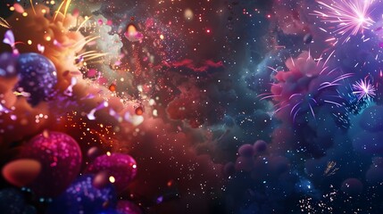 Poster - Dazzling Fireworks Lighting Up the Celebratory 2025 New Year Sky