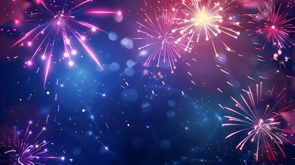 Poster - Captivating New Year Fireworks with Sparkling Lights and Vibrant Colors