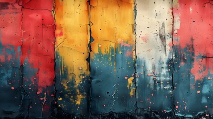 Aufkleber - Vibrant Grunge Textured Abstract Background with Rustic Charm