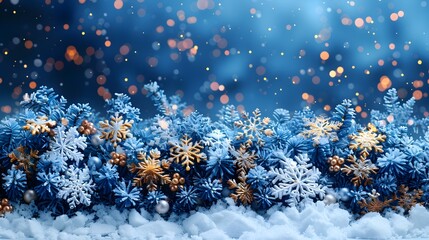 Aufkleber - Magical Shimmering Snowflakes Floating in Frosty Blue Winter Wonderland
