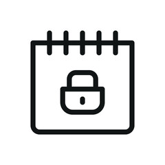 Poster - Calendar lock isolated icon, lock date vector icon with editable stroke