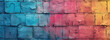 Vibrant dreams: a majestic mural of colors. A brick wall adorned with a kaleidoscope of vibrant paints, creating a stunning and artistic display of colors and textures