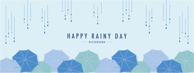 Wall Mural - 梅雨 傘 rainy day 素材バナー フレーム 背景 ベクターイラスト シンプル