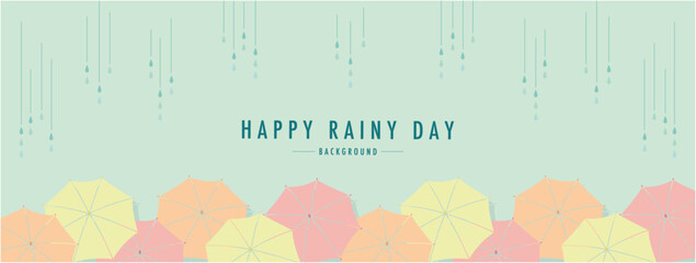 Wall Mural - 梅雨 傘 rainy day 素材バナー フレーム 背景 ベクターイラスト シンプル