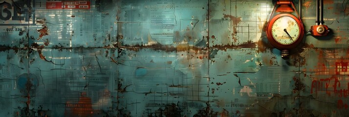 Poster - Vintage Industrial Machinery and Worn Textures Backdrop for Grunge or Dystopian Concept