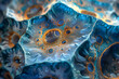 Intricate Blue and Orange Macro Texture of Bubbles and Waves