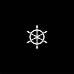 Poster - Ship steering wheel logo icon isolated on dark background