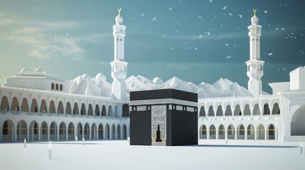 Wall Mural - Holy Kaaba in Mecca, Saudi Arabia. Representation in a minimalist style